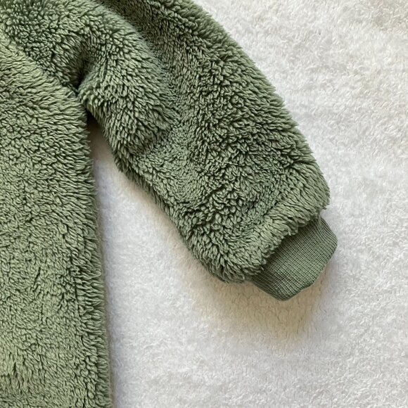 Pekkle 9M Olive Green Dinosaur Fuzzy Sweatshirt VGUC Baby Boy - Picture 6 of 16